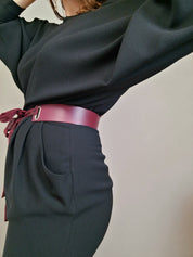 red genuine leather belt for women dress hand made belt 