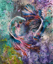 Original painting on canvas  "Pisces moon" 46x56cm